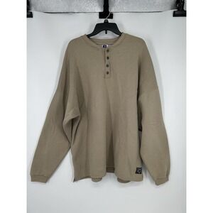 Vintage‎ Russell Athletic Henley Crewneck Sweatshirt Made In USA Boxy Oversized